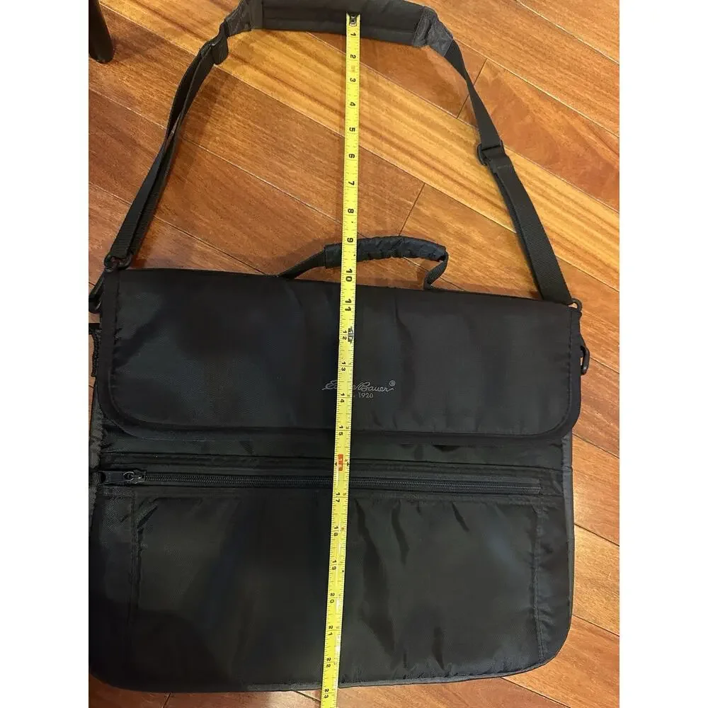 Eddie Bauer Messenger Bag Black Laptop Computer Briefcase Padded Travel Work